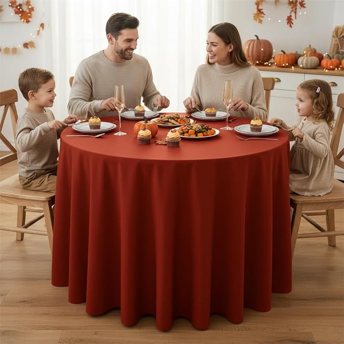 Fitable 6 Pack Rust 90 Inch Round Tablecloth - Stain Resistant and Washable Table Cover, Polyester Fabric Table Cloth for Wedding, Party, Banquet, Formal Events