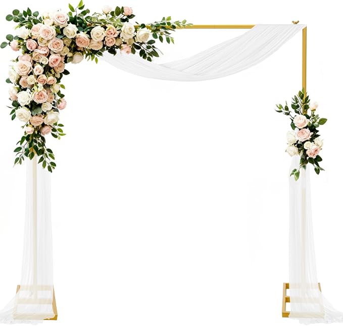 8 FT x 8 FT Square Backdrop Stand Square Arch Wedding Arches Adjustable Pipe for Ceremony Wedding Party Birthday Baby Shower Anniversary Arbor Balloon Decoration（Gold）