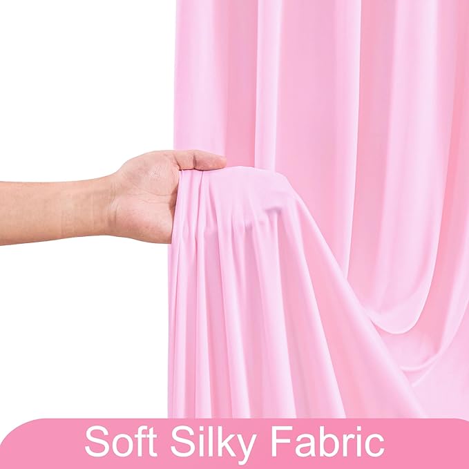 10ft x 10ft Pink Backdrop Curtain for Parties Light Pink Wrinkle Free Backdrop Drapes Panels for Baby Shower Wedding Birthday Photo Gender Reveal Photography Polyester Fabric Background Decoration