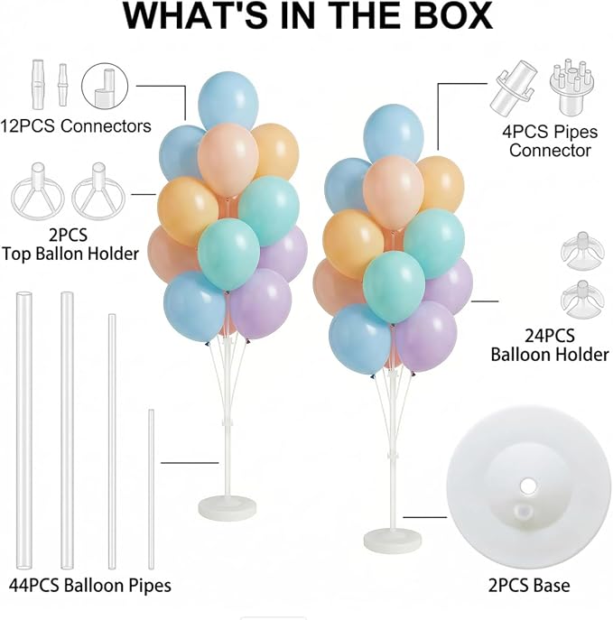 Balloon Column Stand Kit with Balloons, Base and Pole, Balloon Column Kit for Floor or Table Backdrop Decoration for Party Wedding Baby Shower Birthday Graduation (Warm Color)