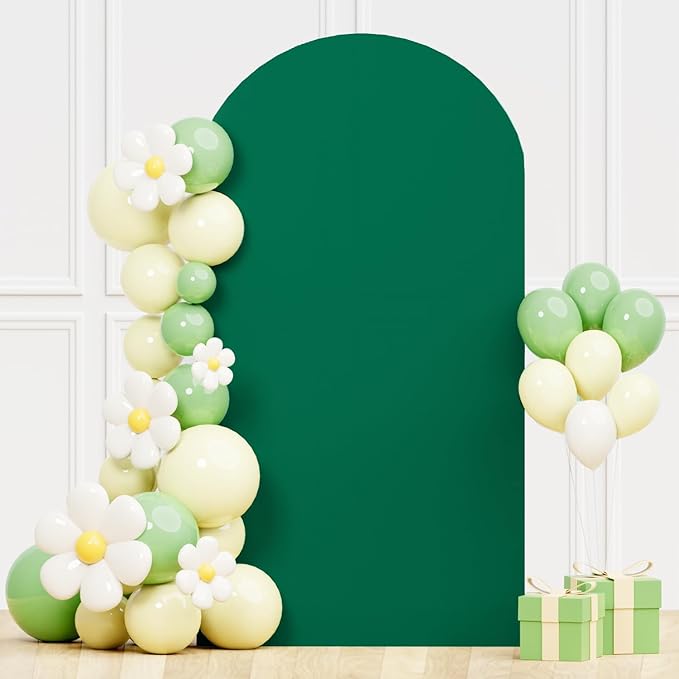 Wedding Arch Cover Hunter Green 3.3x6.6ft Spandex Stretch Chiara Backdrop Cover for Round Top Arch Stand Cover Arch Fabric Backdrop Cover Birthday Party Graduation Arch Covers