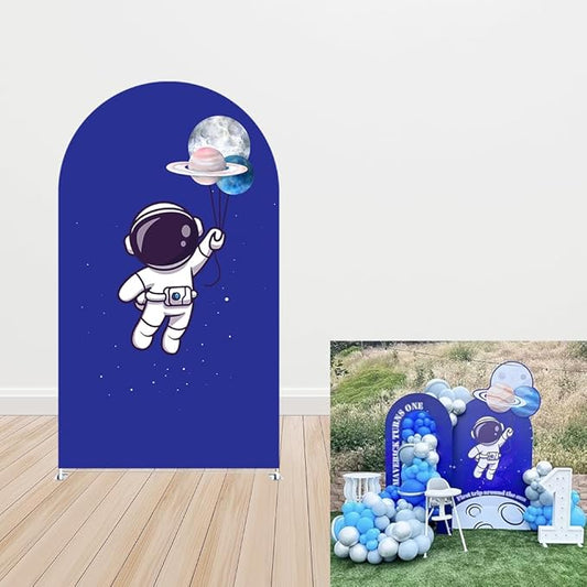 Astronaut Boys Birthday Party Arch Backdrop Cover Arches Stand Stretchy Cover Space Universe Trip Around The Sun Baby Shower Decorations Prop (3.3x6.5ft,3254)