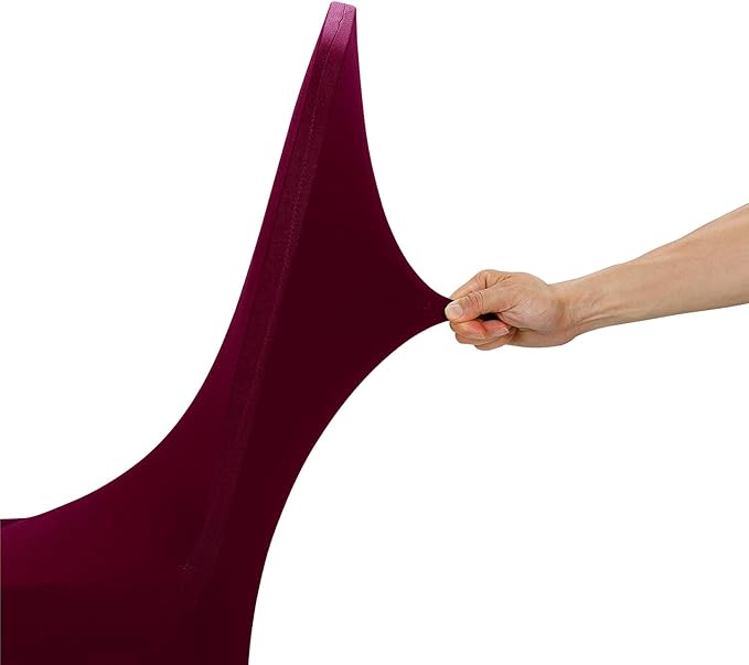 Peomeise Stretch Spandex Chair Cover for Wedding Party Dining Banquet Event (Burgundy, 12)