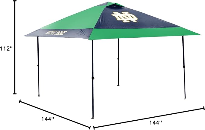 Logo Brands NCAA 12x12 Solo Up Canopy - 144 Square Feet of Shade – One-Person Easy Setup, UV-50 Protection, Rolling Storage Bag – Perfect Tent for Tailgates and Outdoor Events