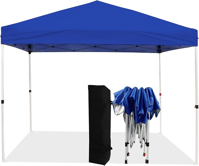 Northroad 10x10ft Pop Up Canopy, Popup Outdoor Canopy Tent with Wheeled Carrying Bag,Portable Gazebo Shelter for Patio,Deck,Garden,Beach（Blue）
