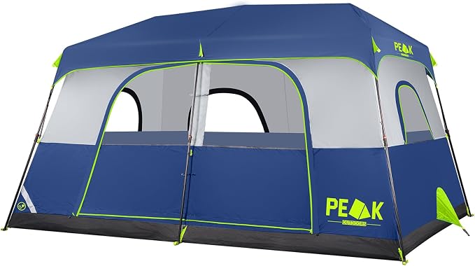 PEAK OUTDOORS Instant Tent 6/8 Person Tents for Camping, 60 Second Easy Setup Portable Camping Cabin Tent with Rainfly, Waterproof Pop Up Tents for Family Camping & Hiking with Expandable Carry Bag