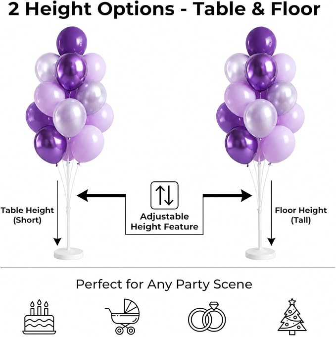 Balloon Column Stand Kit with Balloons, Base and Pole, Balloon Column Kit for Floor or Table Backdrop Decoration for Party Wedding Baby Shower Birthday Graduation Anniversary(Regal Purple)