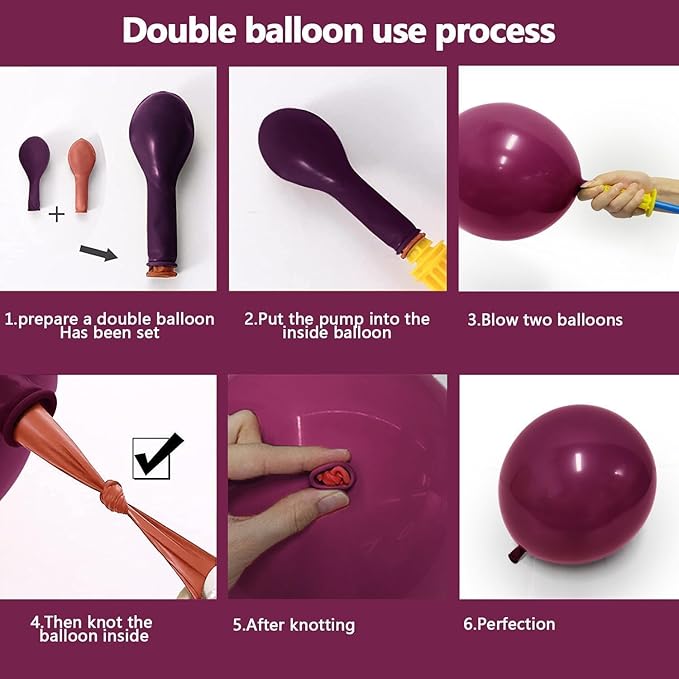 Burgundy Pink Balloon Garland Double Stuffed Pastel Pink Nude Beige Plum Mauve Lavender Latex Balloons Arch Kit for Birthday Wedding Baby Bridal Shower Decoration
