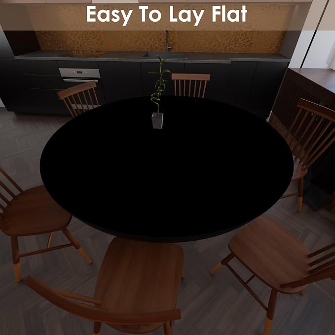 Round Table Pad,1.8mm Thick,Dia.38 Inch,Round Leather Table Cover,Round Table Protector,Round Dining Table Protector,Round Table Top Protector.(Dia.38,Black+Black)