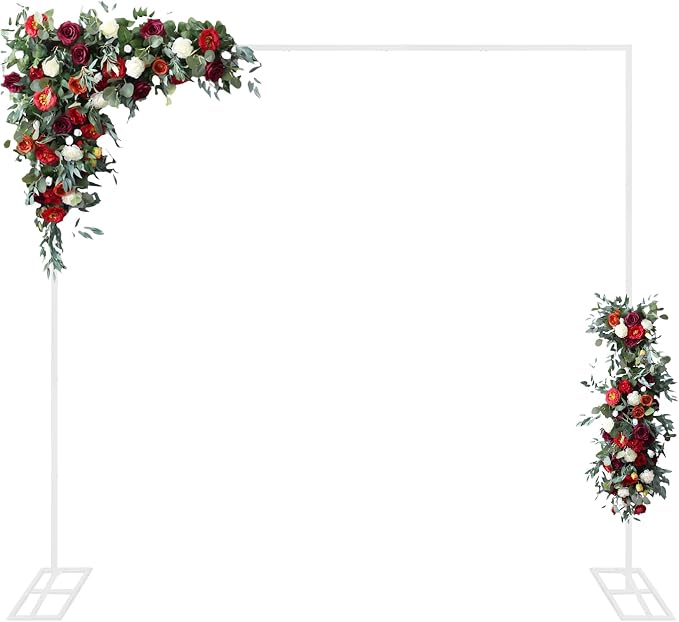 8FTx8FT Wedding Arch Backdrop Stand Square Metal Rectangular Arch Frame Balloon Arch Stand for Wedding Birthday Party Baby Shower Bridal Shower Photography Decoration（White）