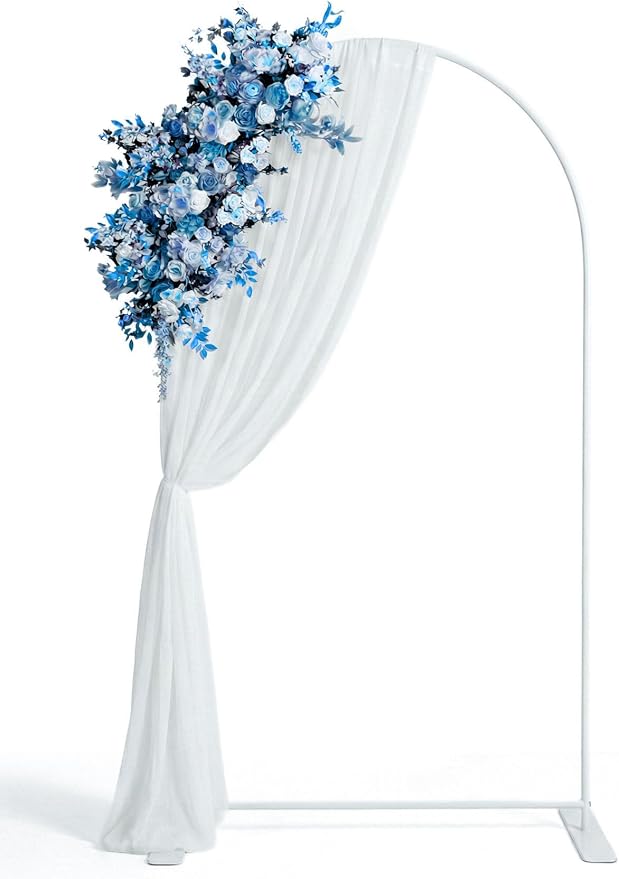 Zenturo 7.2FT Metal Arch Backdrop Stand, Stable Arch Frame, Wide Base for Birthday Baby Shower Wedding Party Ceremony Floral Balloon Decoration (White)