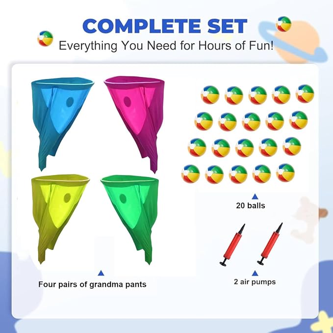 Granny Pants Yard Game, Outdoor Games for Adults, with 10 Inflatable Balls & 2 Air Pumps (Random Colors),The Ultimate Family Reunion Backyard Party Games - 4