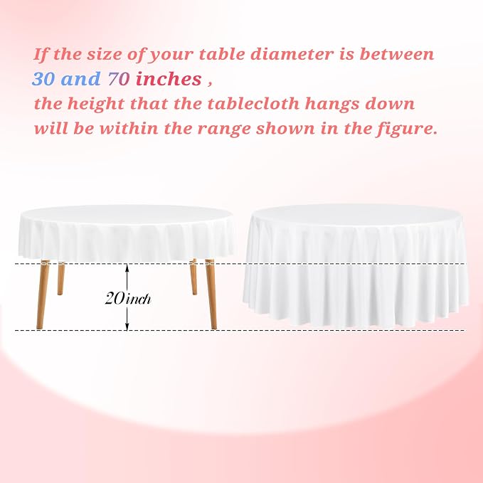 Teruntrue 12 Packs White Round Tablecloths 90 inch Round Table Cloth, Washable Polyester Fabric for Wedding Parties Banquet Holiday Dinner Table Decorative, White
