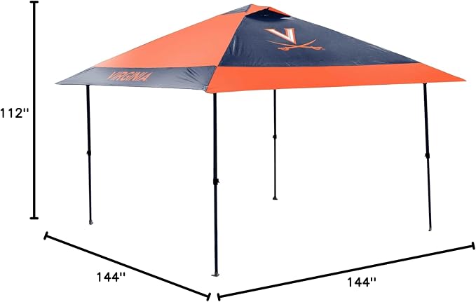 Logo Brands NCAA 12x12 Solo Up Canopy - 144 Square Feet of Shade – One-Person Easy Setup, UV-50 Protection, Rolling Storage Bag – Perfect Tent for Tailgates and Outdoor Events