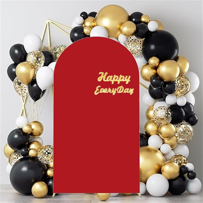 HAINARverS Wedding Arch Cover 7.2FT Spandex Fitted Stretchy Arch Stand Covers,2 Sided Round Top Chiara Backdrop Cover for Birthday Party Ceremony Banquet Baby Shower Arch Decoration(Red)
