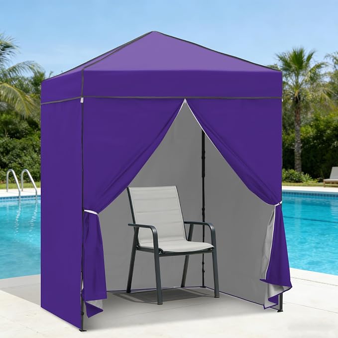 6x4 Pop Up Canopy Tent with Four Wall Panels, Instant Portable Beach Canopy, Outdoor Tent with Carry Bag for Camping, Sports, Tailgating, Events, Purple