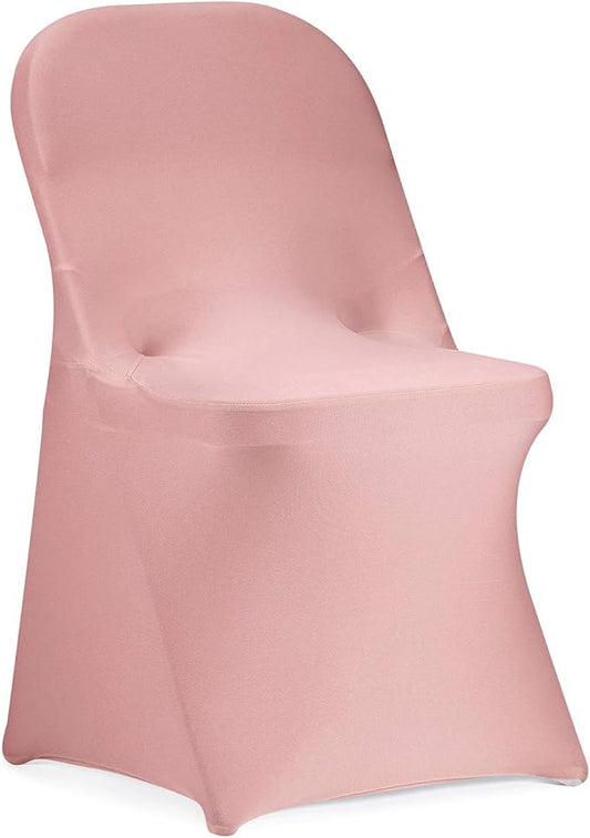 Peomeise Stretch Spandex Folding Chair Cover for Wedding Party Dining Banquet Event (Dusty Pink,25pcs)