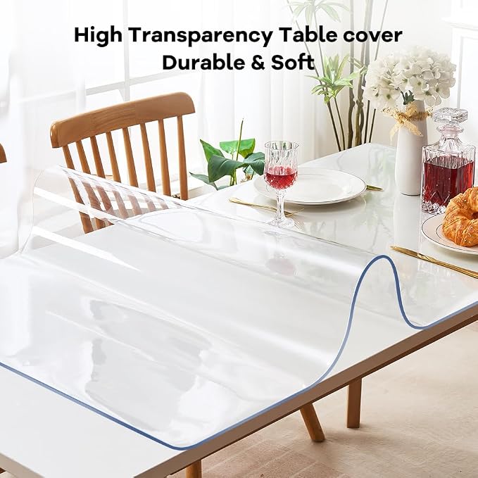 Thick Clear Table Cover - 42x72 Inches, Heavy Duty Table Top Protector