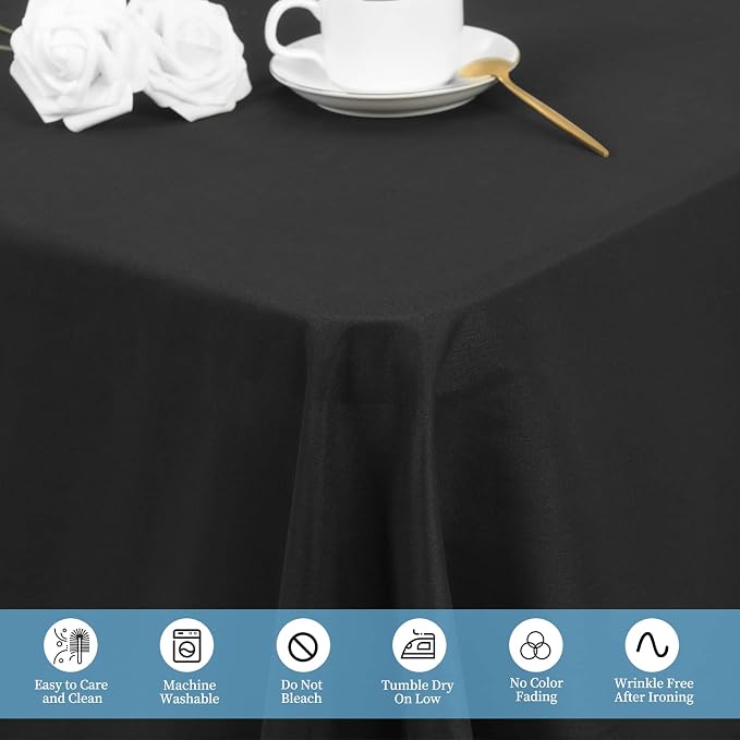 4 Pack Black Tablecloths for 8ft Rectangle Tables 90 x 132 Inch - Polyester Table Cover Stain and Wrinkle Resistant Washable Fabric Table Clothes for Wedding Party Banquet Reception Restaurant