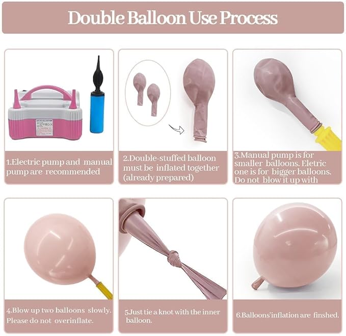 Dusty Pink White Balloon Garland Double Stuffed Baby Pink Nude Beige Balloons Cream Balloon Arch Kit for Boho Baby Shower Birthday Christening Bridal Wedding Mother's Day Party Decorations