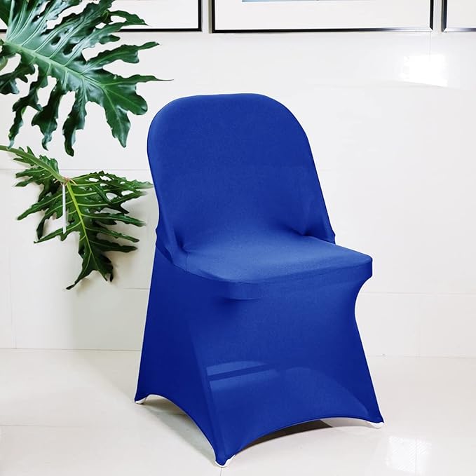 Babenest Spandex Folding Chair Covers - 10PCS Upgraded Universal Stretch Washable Fitted Chair Slipcovers Protector for Wedding, Holidays, Banquet, Party, Celebration (Royal Blue)