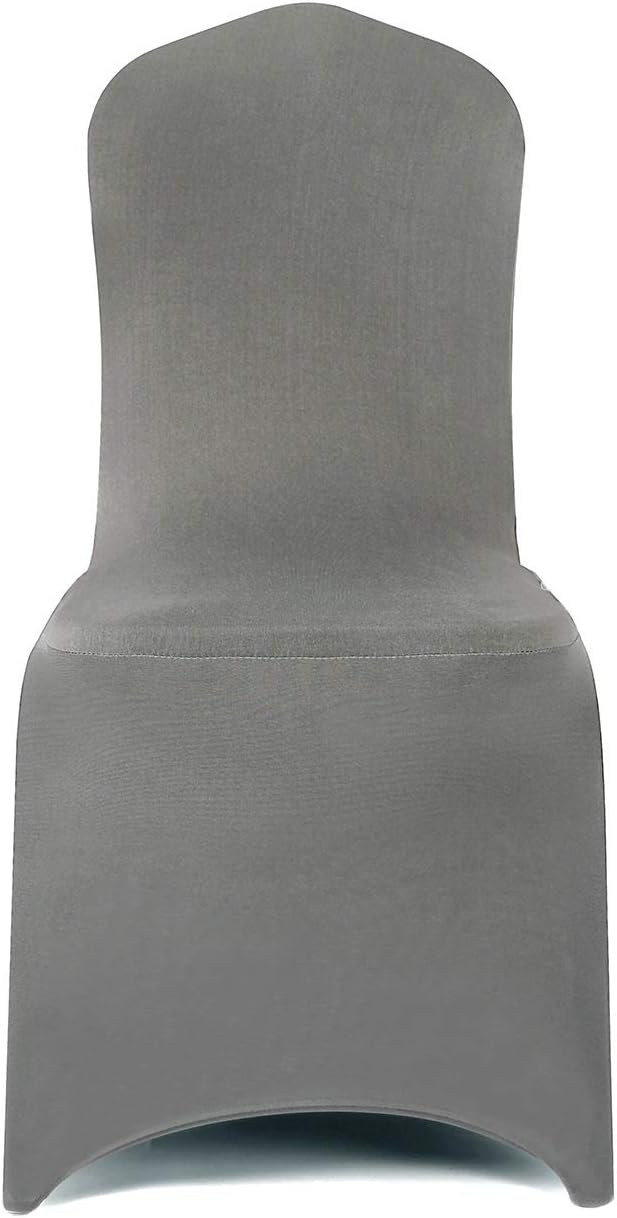 Peomeise Stretch Spandex Chair Cover for Wedding Party Dining Banquet Event (Grey, 25)