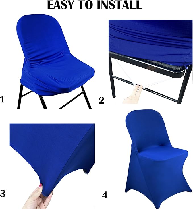 40PCS Stretch Spandex Folding Waterproof Chair Covers,Universal Fitted Chair Cover Protector for Wedding Party Banquet Holidays Celebration Decoration(Royal Blue)