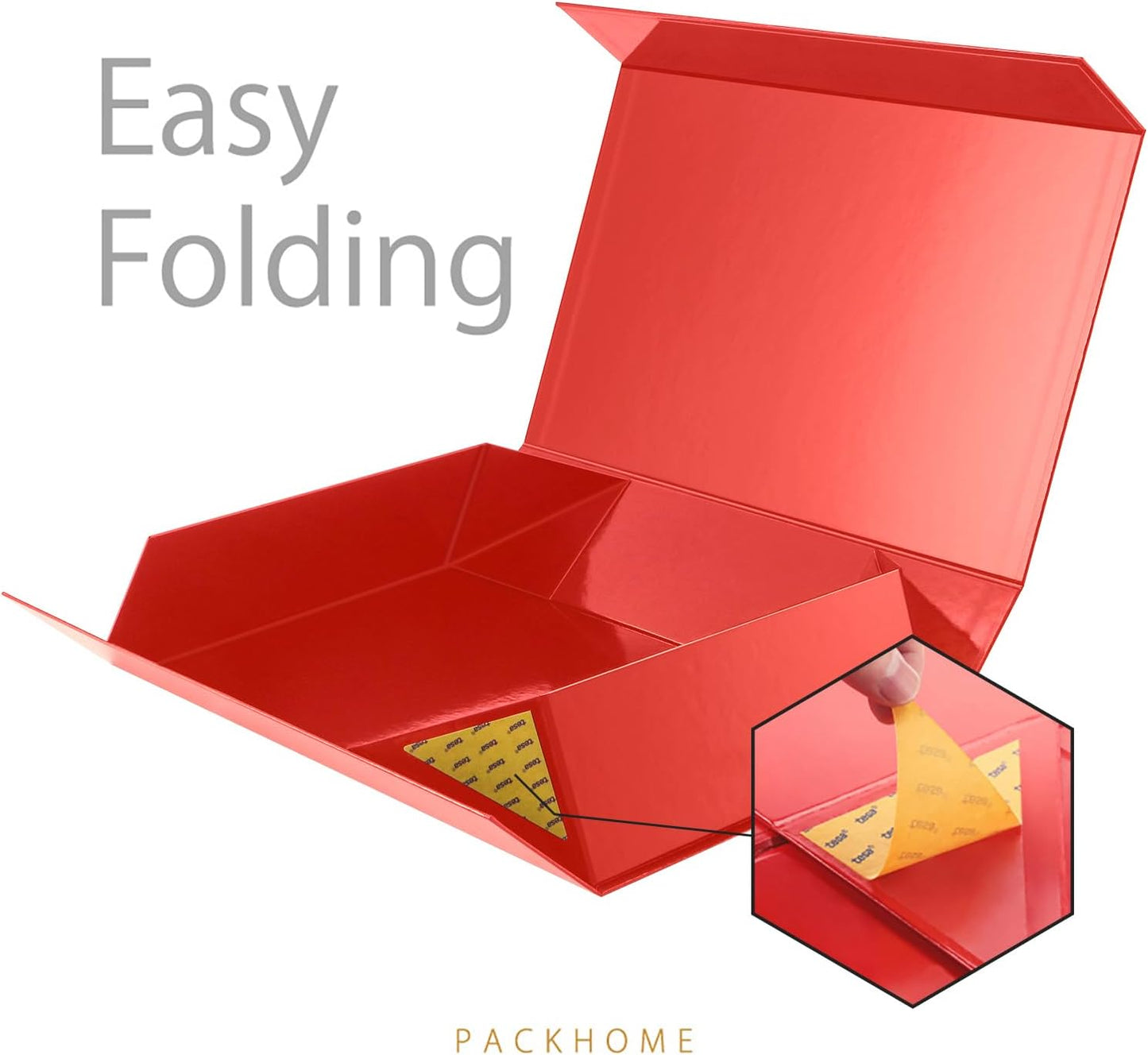 PACKHOME 6 Extra Large Gift Boxes 17.5x11.3x4.3 Inches, Sturdy Shirt Boxes with Magnetic Lids for Clothes and Large Gifts (Glossy Red)