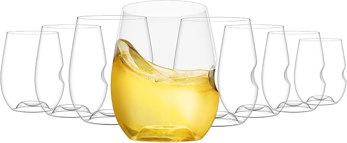 GOVINO Unbreakable Plastic Wine Glasses - Stemless Shatterproof Tritan Glassware, Fancy Cups That Look Like Glass, 12oz, Set of 8