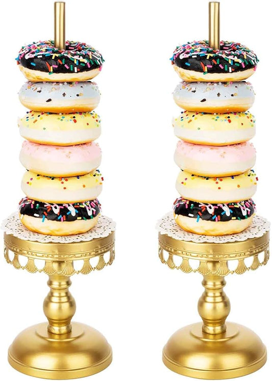 Donut Stand Holder,Gold Metal Bagel Stand,Display Stacker Tower for Dessert Table, Doughnut Holder for Birthday, Wedding, Baby Shower, Bridal Shower Party,Pack of 2