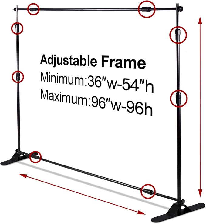 AkTop 8x8 ft Heavy Duty Backdrop Banner Stand Kit, Adjustable Photography Step and Repeat Stand for Parties, Portable Trade Show Photo Booth Background with Carrying Bag