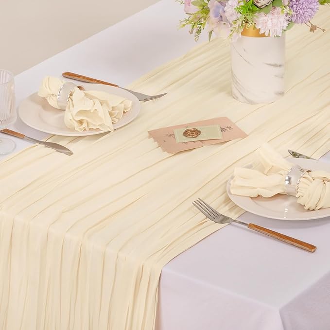 MLMC 40 Pack Cheesecloth Napkins Bulk Beige Reusable Napkins 21"x21" Cream Boho Dinner Cloth Napkins in Bulk for Bridal Shower Baby Shower Events Decor