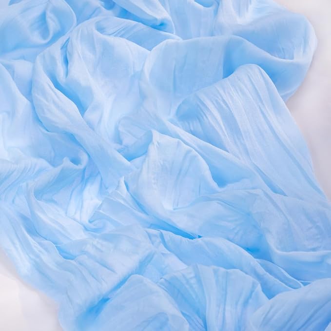 MLMC 3 Pack Light Blue Cheesecloth Table Runner Baby Blue Table Runner 10ft Sheer Rustic Cheese Cloth Baby Shower Decorations 35x120 Inches for Birthday Gender Reveal Baby Shower Wedding Decor