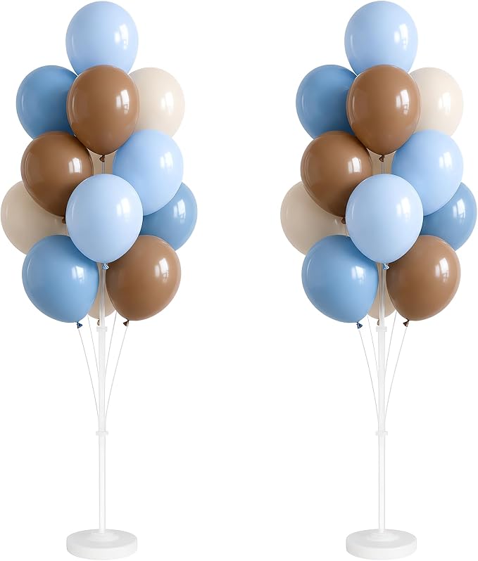 Balloon Column Stand Kit Set of 2 Included-Retro Ice Mist Macaron Balloon Sticks with Base&Pole,Backdrop Decoration for Metallic Chrome Wedding, Baby Shower,Birthday,Anniversary Party（denim brown）