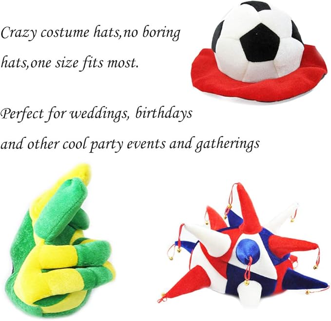 Funny Fun Party Hats for Adults 6 Pack - Assorted Novelty Costume Hats for Birthday Party Supplies, Photo Booth Props Accessories for Bachelorette, Bachelor, Wedding & Theme Events