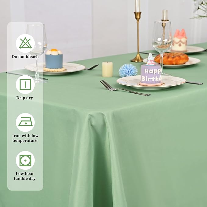 10 Pack 60 x 102 Inch Rectangle Tablecloth, Sage Green Tablecloth for 6 Feet Rectangle Tables, Stain and Wrinkle Resistant Washable Fabric Table Cloth for Wedding Dining Table Buffet Parties Camping