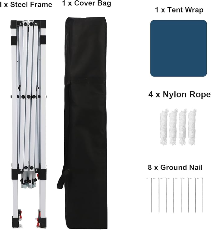 Northroad 8X8 FT Pop Up Canopy, Outdoor Instant Canopy Tent w/Carrying Bag, Portable Gazebo Shelter for Wedding Party,Commercial Event,Patio,Garden,Beach（Lake Blue）