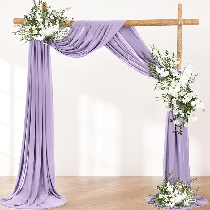 LINXTAR Wedding Arch Draping Fabric 30'' x 18FT Sheer Chiffon Arch Drape Backdrop 1 Panel Lilac Drape for Bridal Shower Baby Shower Photo Booth Church Decor Birthday Party Outdoor Decoration