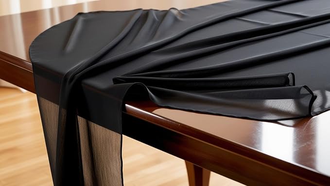 New Star Fabrics Chiffon Fabric, Continuous 60" Wide (30ft) Sheer Material, 100% Soft Polyester, Ideal for Wedding, Party, Event Decor, Draping, and Dresses (Black, 3 Yards)
