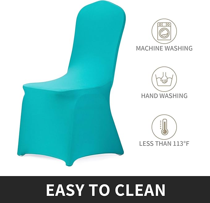 Peomeise Stretch Spandex Chair Cover for Wedding Party Dining Banquet Event (Turquoise, 25)