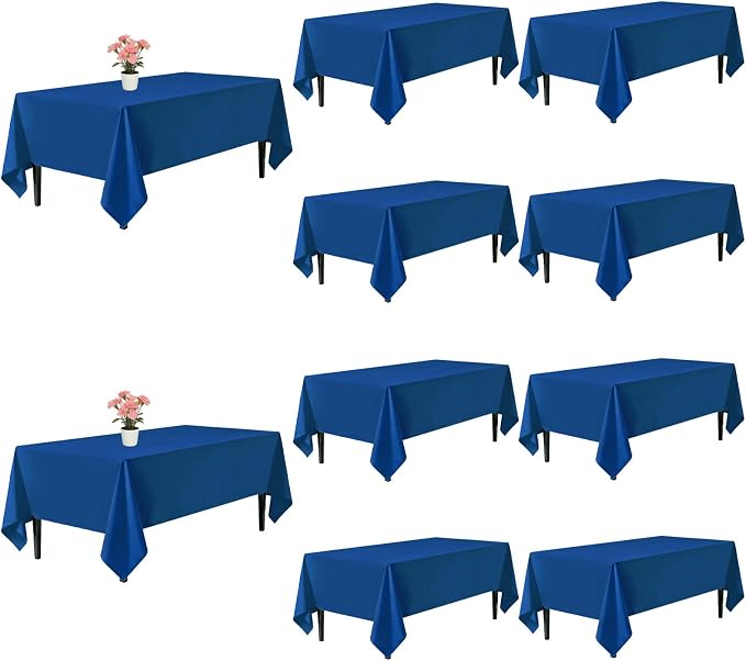 10 Pack Royal Blue Tablecloth 60x126 Inch Royal Blue Table Cloth for 8 Foot Rectangle Tables, Wrinkle Resistant Rectangular Tablecloth Washable Polyester Fabric Table Covers for Party Banquet Wedding