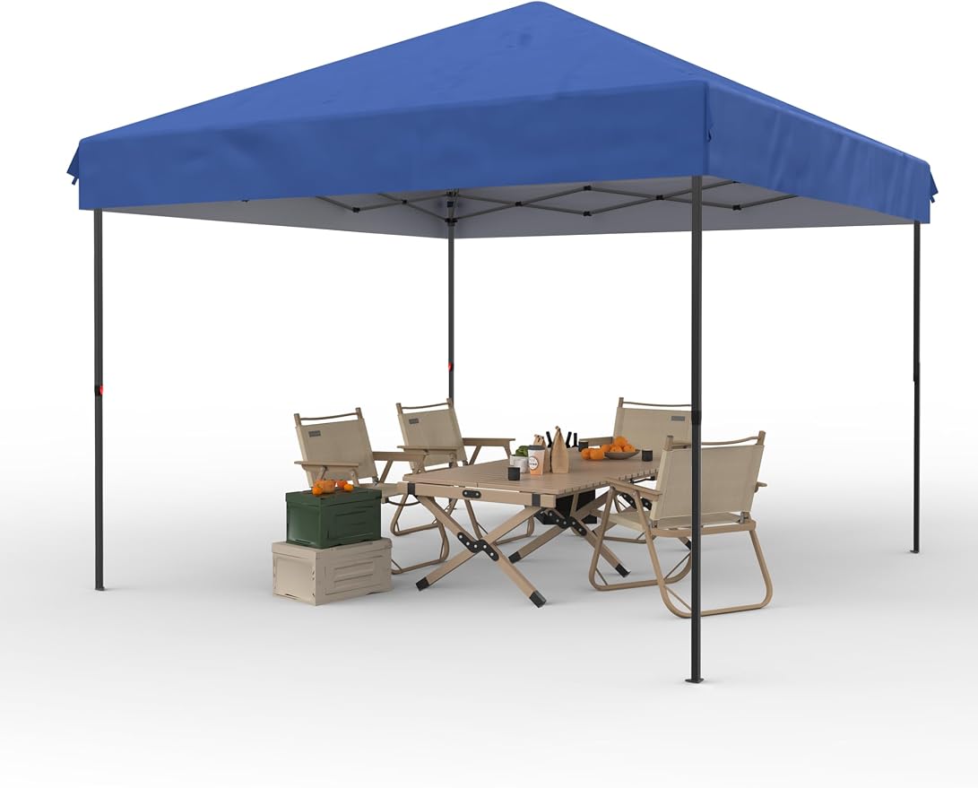 GAOMON 10x10FT Pop Up Canopy, Waterproof & UV Resistant Commercial Instant Craft Fair Canopy Tent Outdoor Events Instant Shelter for Farmer Market, Party, Event, Patio, Blue