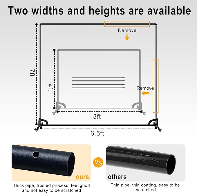 7x6.5ft Movable Backdrop Stand With White Screen and Wheels - Photography Background Stand for Photoshoot, Studio Video Recording, Events, Streaming