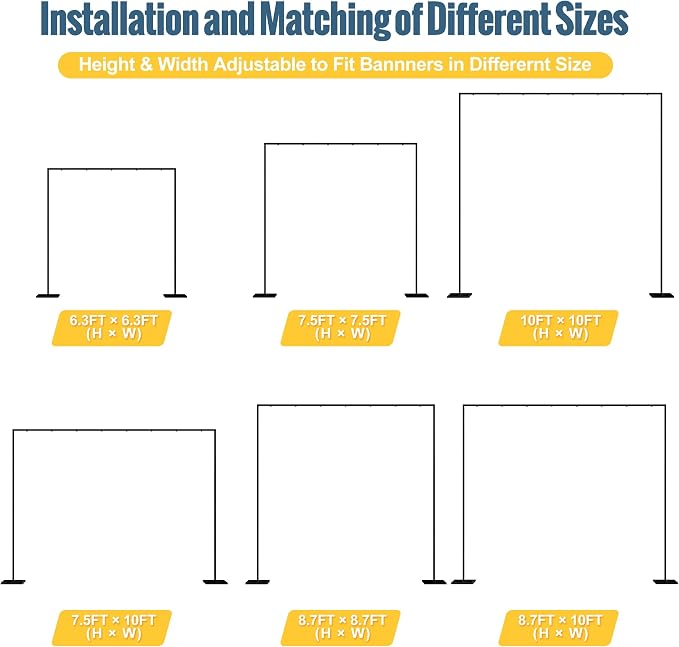 Wokceer 10 FT Backdrop Stand Heavy Duty Pipe and Drape Kit, Adjustable Black Backdrop Stands for Wedding Photo Booth Background Birthday Party Photography Exhibition Decoration