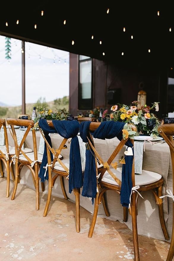 12Pack Navy Blue Table Runner 10Ft Cheesecloth Table Runner Boho Gauze Table Runners Long Cheese Cloth Table Runners for Wedding Party Bridal Shower Thanksgiving Christmas