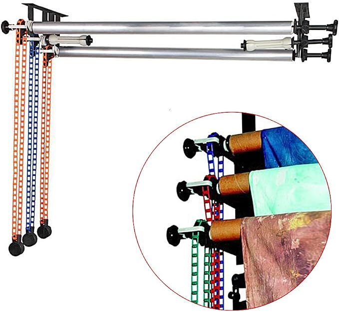 NEEWER Photography 3 Roller Wall Mounting Manual Background Support System with 2 x Tri Fold Hook, 6 x Expand Bar, 3 x Chain, Load Capacity per Roller: 22lb/10kg