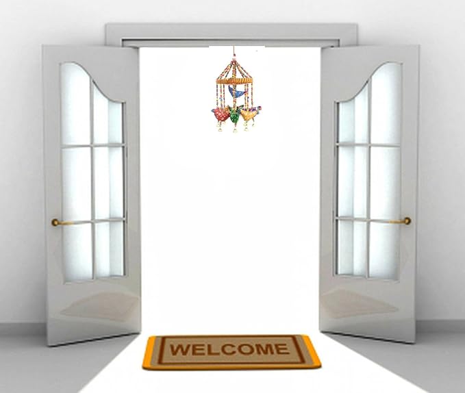 Handmade Decorative Door Hanging Bell Bird Chandelier for Home Decoration Hanging Ornament Size- 15x15x35 Cm (LxWxH) (Pack of 2)