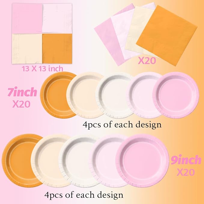 CMUSKO Little Pumpkin Baby Shower Decorations Girl - 60pcs Pink Orange Plates and Napkins A Little Pumpkin is On The Way Themed Fall Baby Shower Birthday Decoration