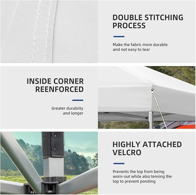 10x10 ft Pop Up Canopy Tent, Easy Up Instant Outdoor Canopy, Straight Legs, Wheeled Carry Bag - White