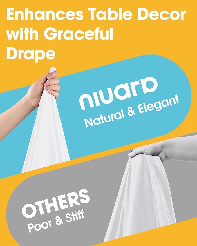 Niuara White Rectangle Table Cloth - 6 Pack, 60" x 102" Washable Polyester Tablecloth for 5FT Tables, Wrinkle-Resistant Table Cover for Weddings & Parties